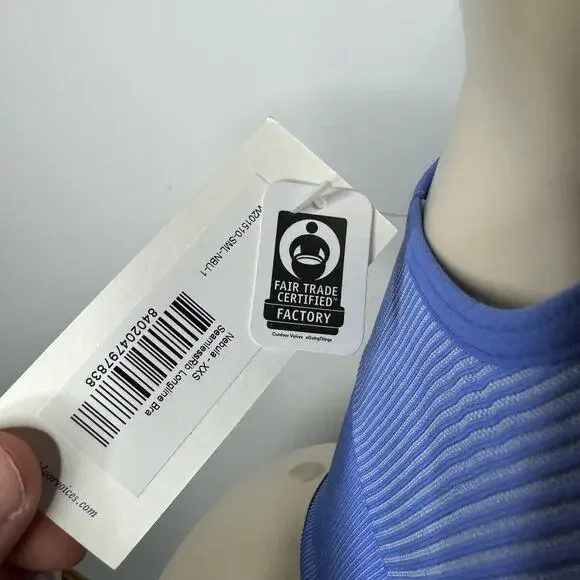 Outdoor Voices Women's Size XXS Seamless Ribbed Knit Longline Bra Blue NWT - Picture 6 of 9